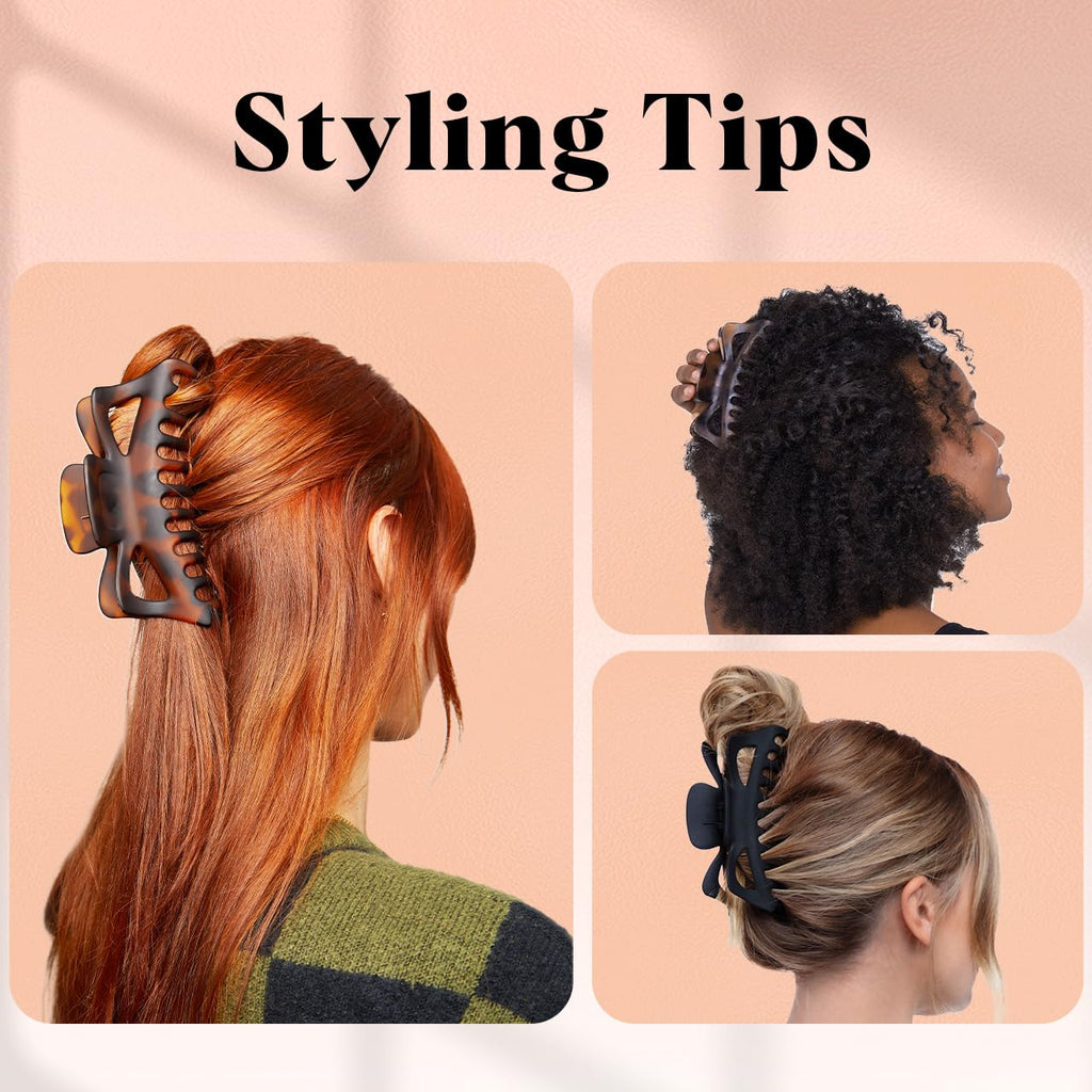 Kitsch 5 Inch Large Claw Clips for Thick and Long Hair - Black & Tort, 2pcs