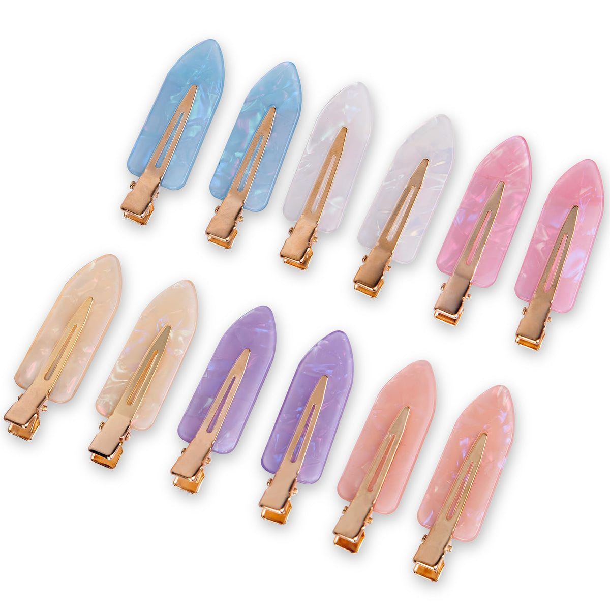 No Crease Creaseless No Bend Hair Clips For Styling Non Slip Flat Clips For Makeup Hair Accessories For Women,White Gold Color,12 PCS