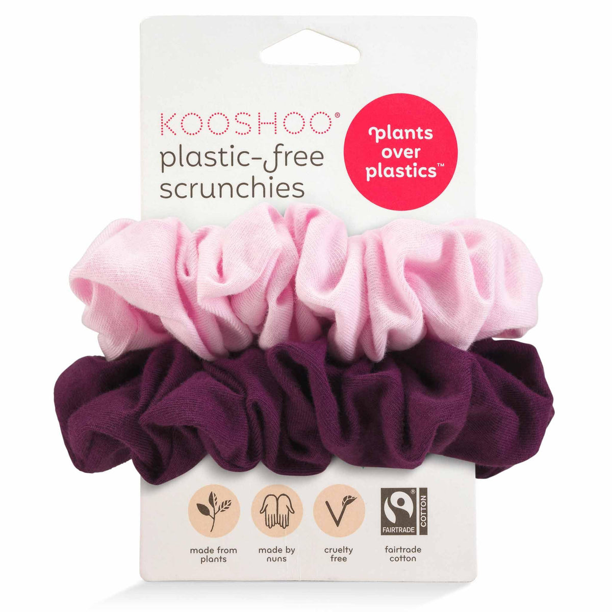 KOOSHOO Scrunchies - Organic Cotton Scrunchie Set Made from Plants - Washable, Durable, No-Damage Accessories for All Hair Types - Fair Trade, Ethically Made, Vegan - 2ct - Macchiato Brown