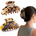 2 Pcs Large Hair Claw Clips Tortoise Shell Big Claw Hair Clips for Thick Hair Strong Hold No Slip Grip Hair Jaw Clips for Women