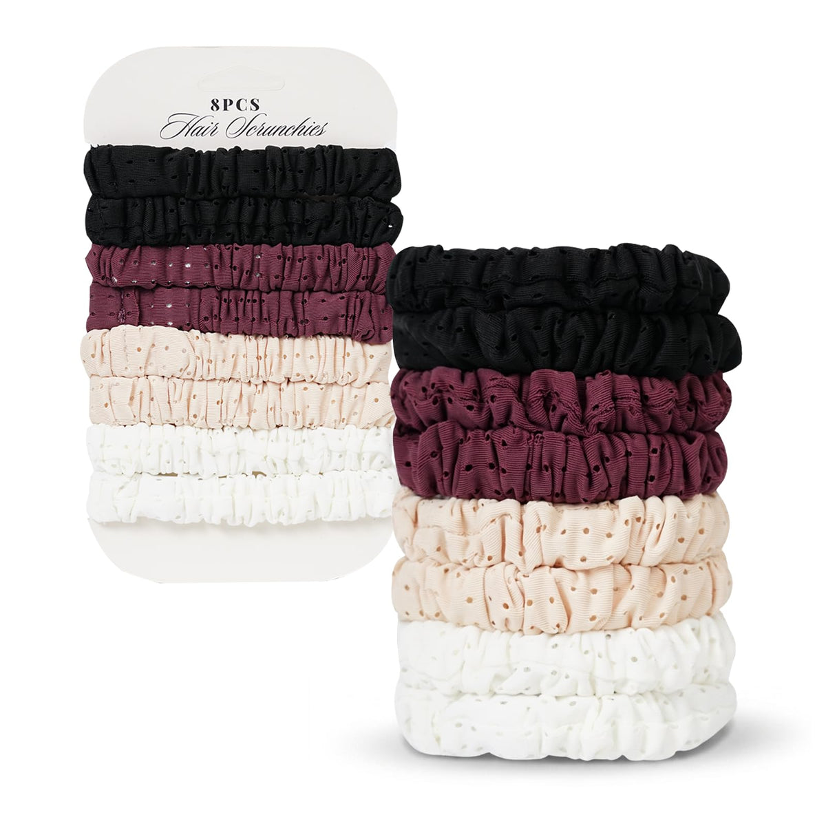 Satin Scrunchies for Women – 8PCS Black Silk Hair Ties – No Crease, Frizz-Free, Gentle Elastic Hair Bands for Thick & Thin Hair, Soft & Stylish Hair Accessories Gifts