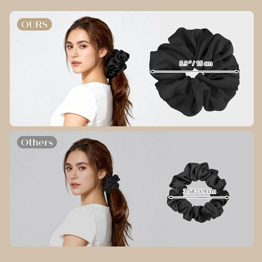Lolalet 4Pcs Big Satin Scrunchies for Women, 5.9 Inch Large Soft Hair Ties