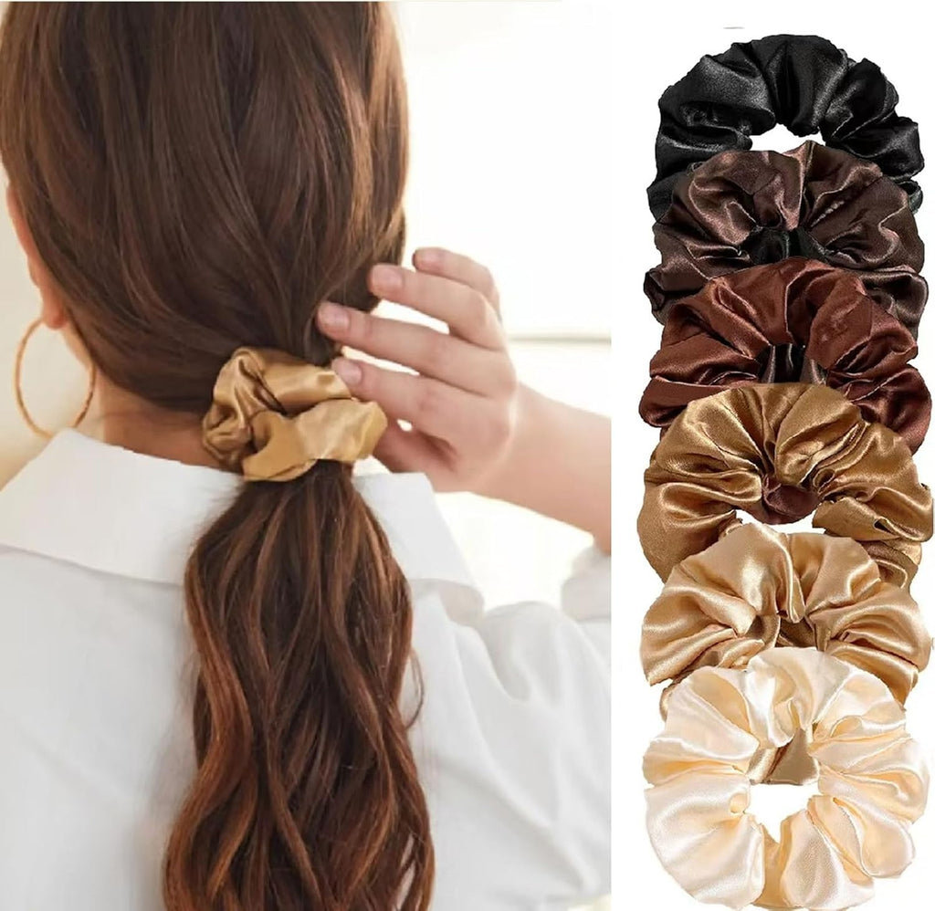 24 Pcs Hair Ties Scrunchies for Women Big Satin Scrunchie for Girls Seamless Elastic Hair Bands Soft Small Hair Tie for Thick Thin Hair Ponytail Holders Accessories