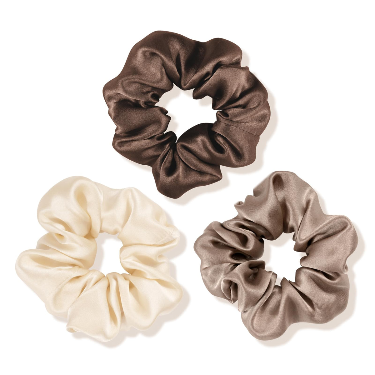 OLESILK 100% Mulberry Silk Scrunchies for Women, Hair Ties No Damage 3 Pack