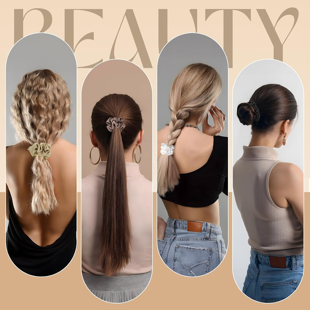 8 PCS Silk Satin Hair Ties Hair Scrunchies for Women Premium Classic Color
