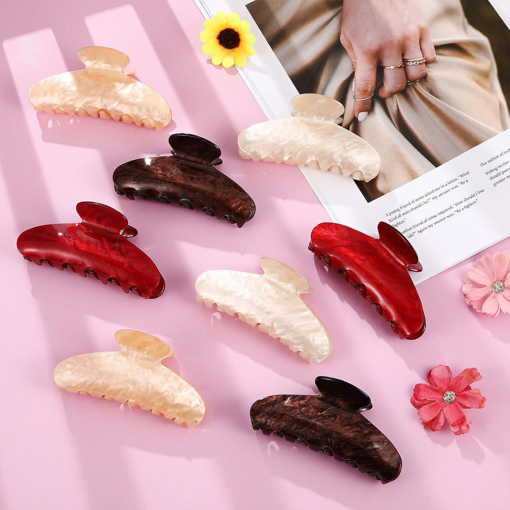 8 Pcs Large Acrylic Hair Claw Clips,Ink Painting,Dusk Color