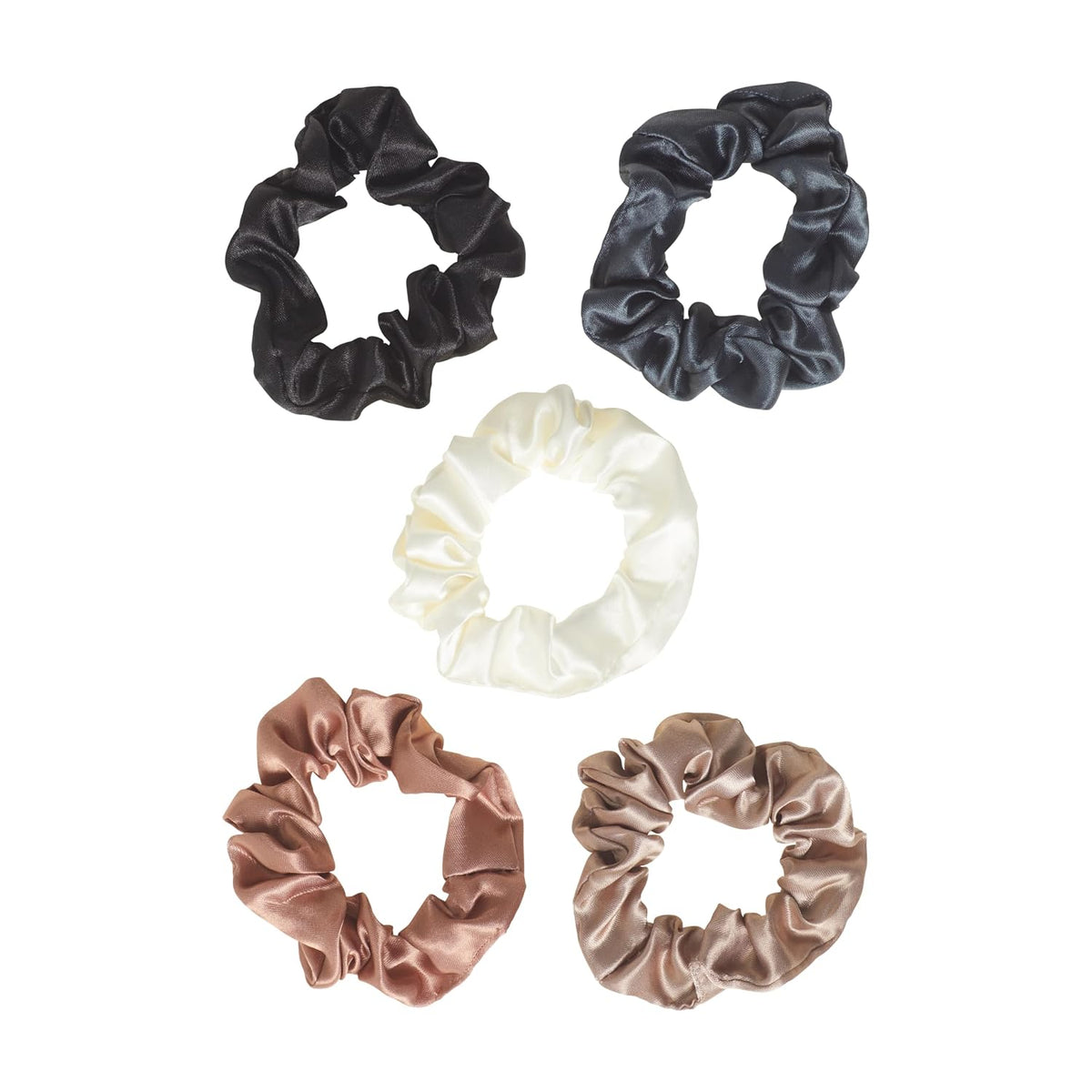 Goody Ouchless Satin Scrunchies - 5 Ct, Neutral Tones, Damage-Free Hold, Soft Overnight Hair Scrunchies to Sleep In, Gentle Hair Accessories for Women & Men, All Day Comfort, All Hair Types
