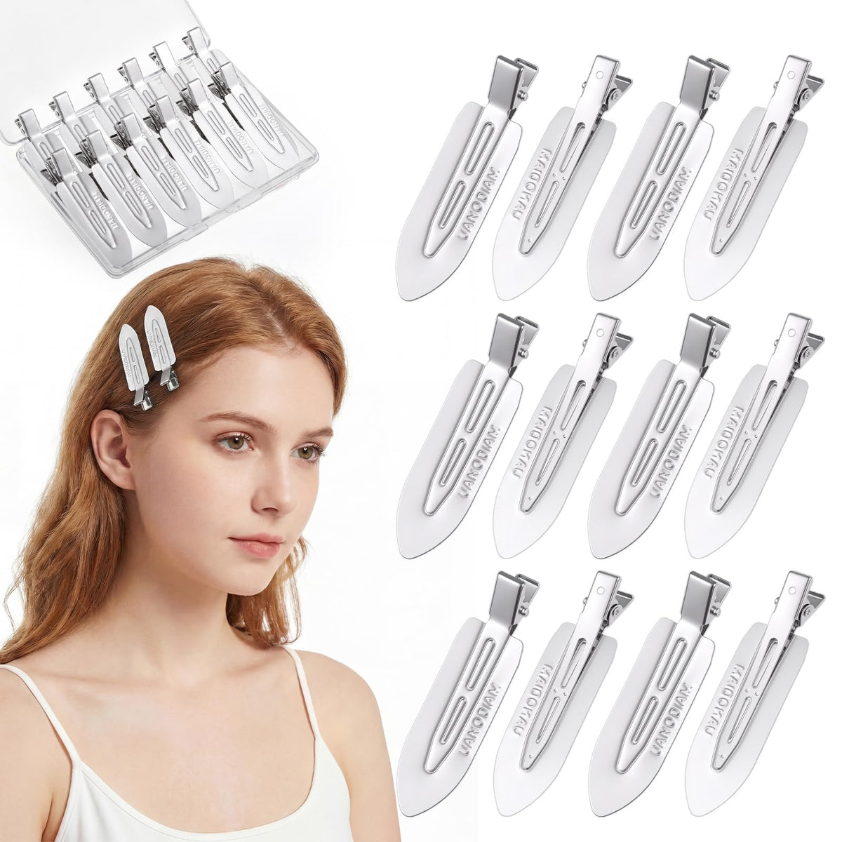 obeoby 12 Pcs No Crease No Bend Hair Clips for Women Girls Makeup Styling