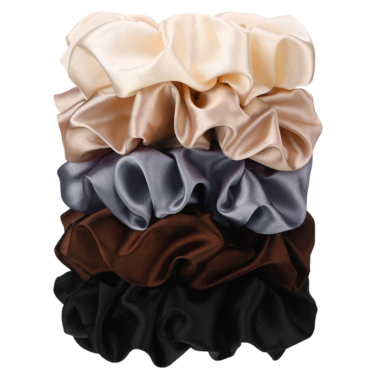 auroray 5 Pieces Jumbo Satin Silk Scrunchies for Women, Large Oversize Leopard Scrunchies For Thick Hair