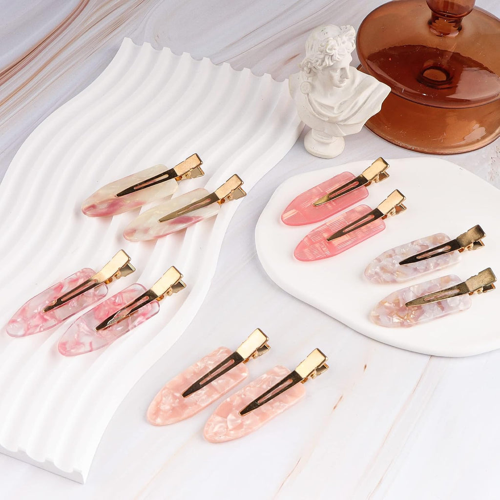 Magicsky 10PCS Creaseless No Bend Bang Resin Hair Clips For Women - Pink