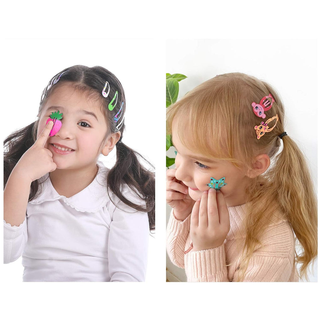 Hair Clips for Girls, Funtopia 100Pcs Snap Barrettes for Kids Teens Women