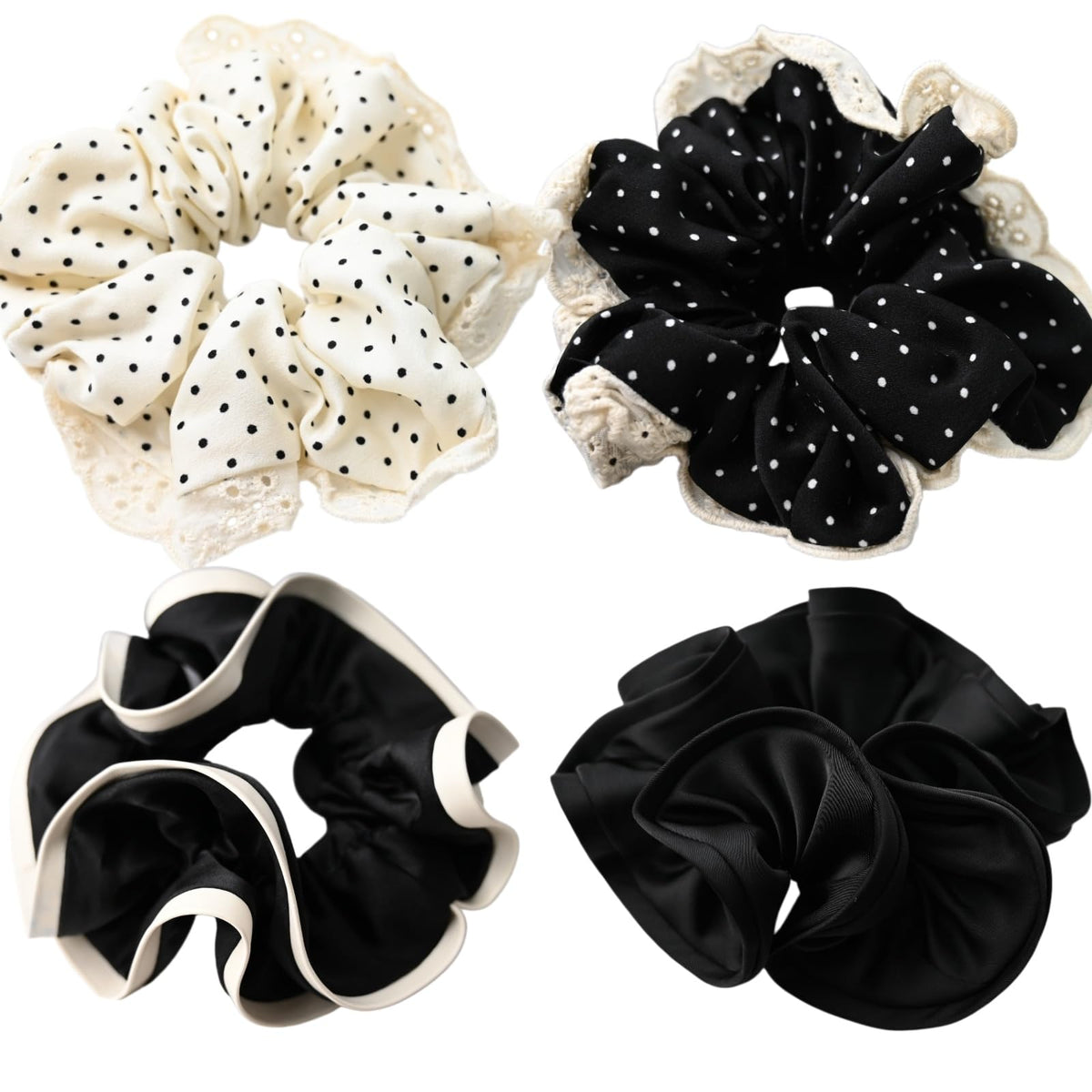 : Chic Striped Hair Scrunchies for Girls and Women，Elastic Hair Bands，for everyday styling，4 in pack，scrunchies (a)