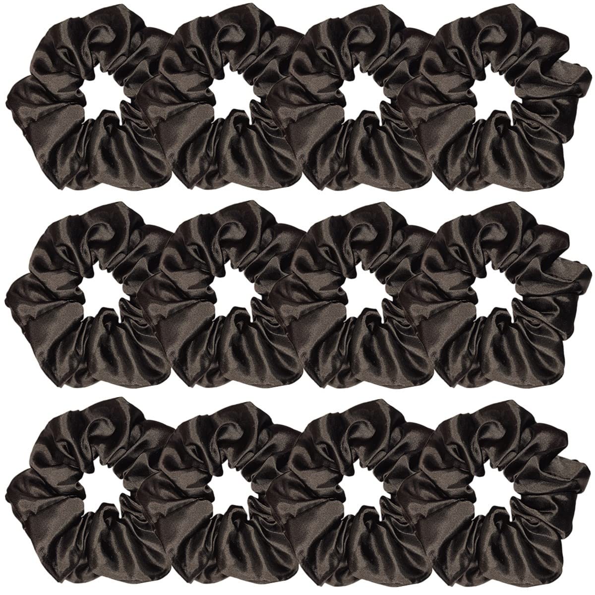 12 Pcs Satin Silk Scrunchies Soft Hair Ties Fashion Hair Bands Hair Bow Ropes Elastic Bracelets Ponytail Holders Hair Accessories for Women Girls (4.5 Inch, Assorted Multi-color)