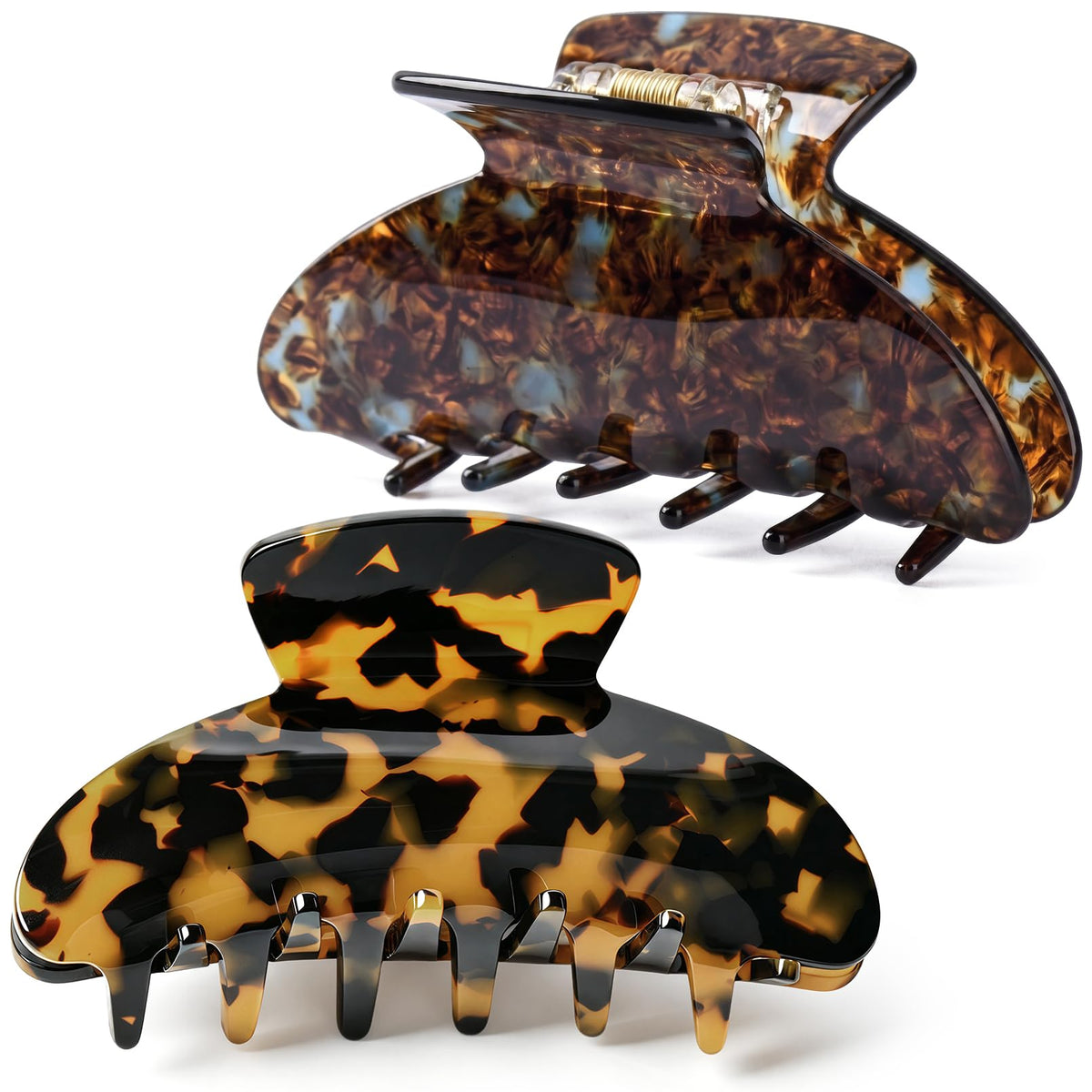 2PCS Hair Claw Banana Clips tortoise Barrettes Celluloid French Design Barrettes celluloid Leopard print Large Fashion Accessories for Women Girls