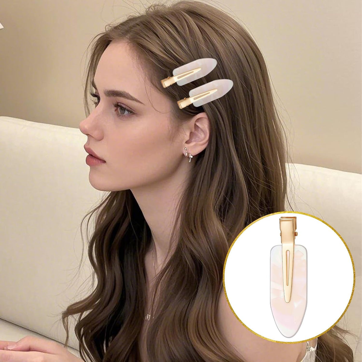 10 Pcs No Crease Hair Pins Flat Hair Makeup Clips Cute No Bend Accessories Small Duck Barrettes for Women Teen Girls Thin Fine Curly Styling Sectioning (White)