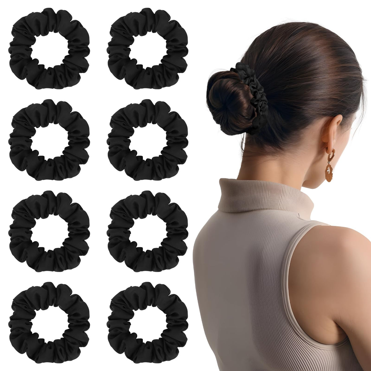 8 PCS Silk Satin Hair Ties Hair Scrunchies for Women Premium Classic Color