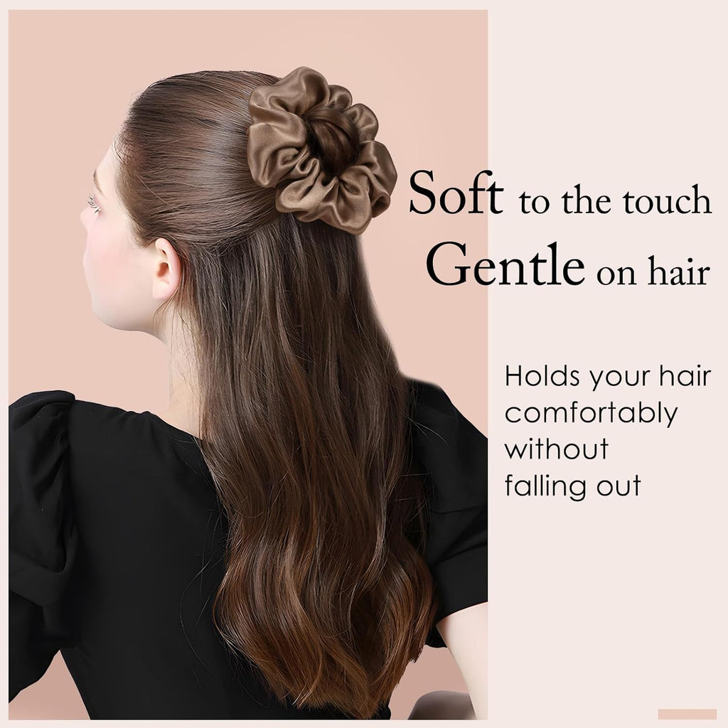 OLESILK 100% Mulberry Silk Scrunchies for Women, Hair Ties No Damage 3 Pack