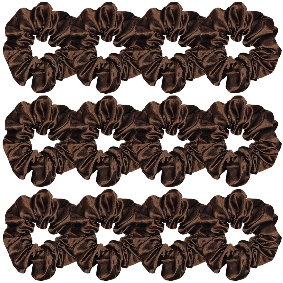 12 Pcs Satin Silk Scrunchies Soft Hair Ties Fashion Hair Bands Hair Bow Ropes Elastic Bracelets Ponytail Holders Hair Accessories for Women Girls (4.5 Inch, Assorted Multi-color)