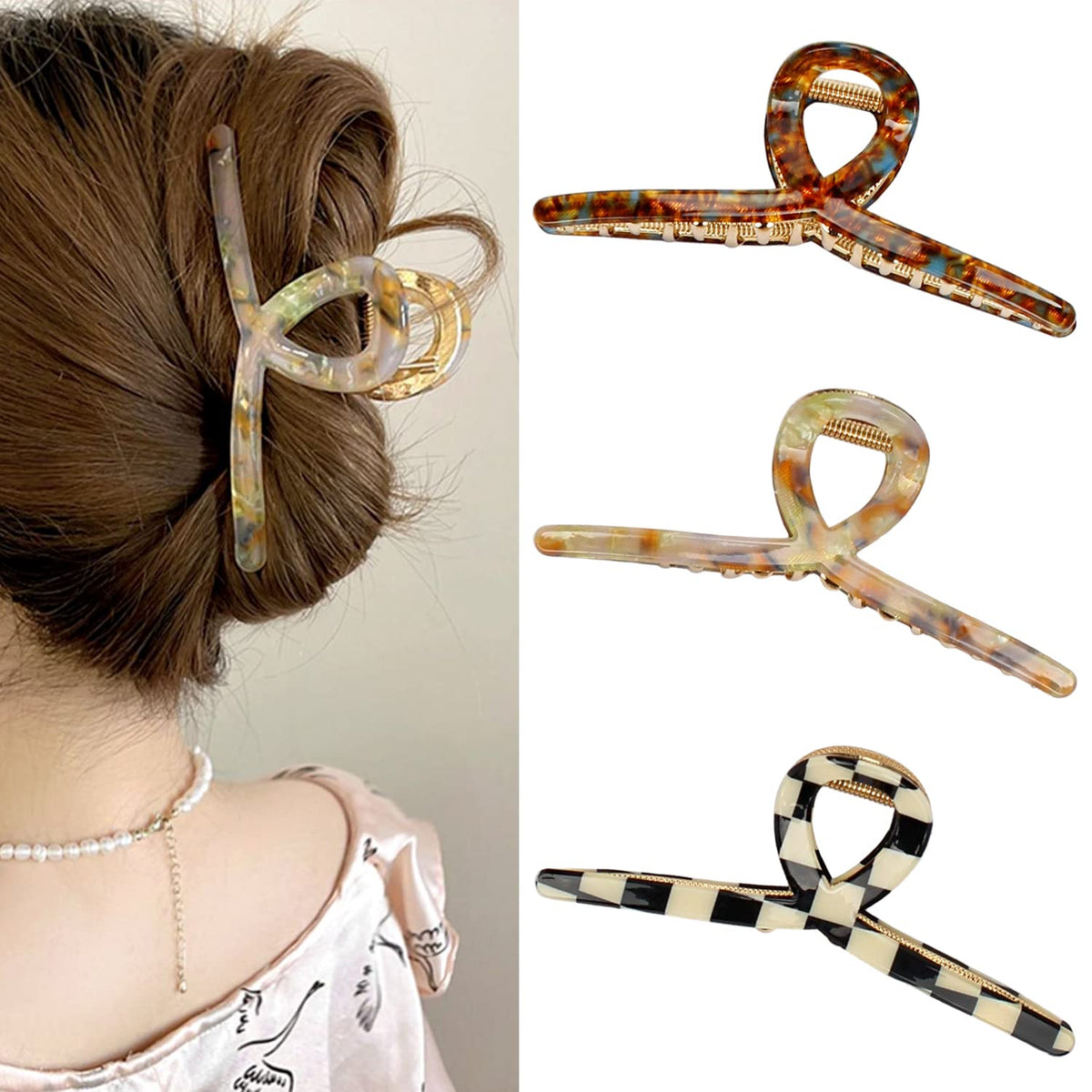 Big Hair Claw Clips - Butterfly Hair Accessories for Women and Girls with Long, Thick Hair - Large 5.1 Jelly Clips, 4 Pcs, Mother's Day Gifts