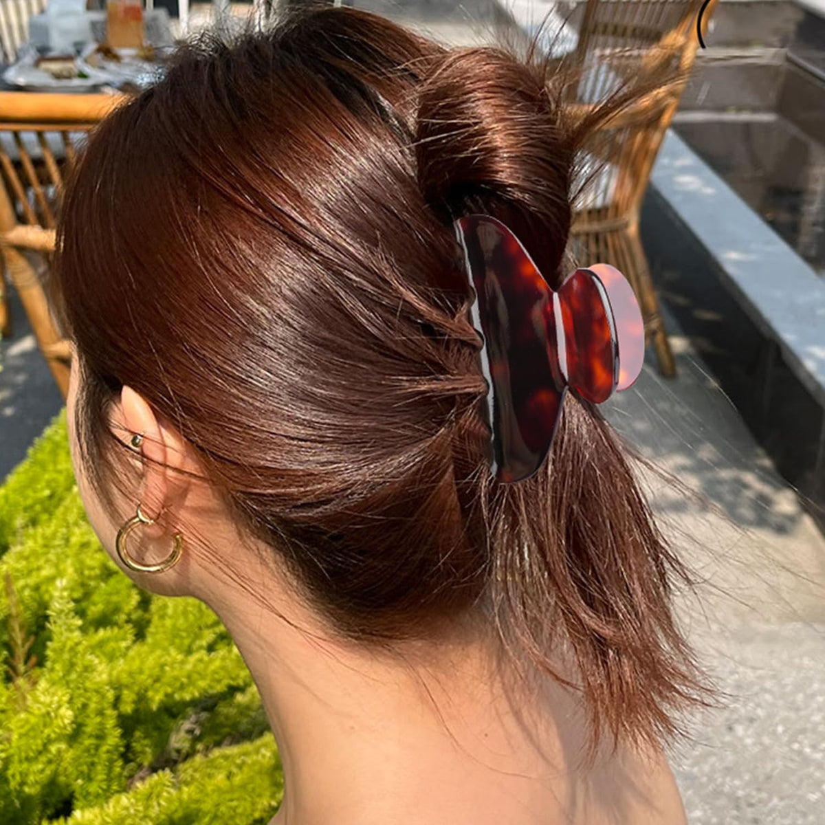 MAORULU Medium Cute Acetate Hair Claw Clip for Women Girls, 3 Inch Tortoise Shell Claw Clips for Thin & Medium Thick Hair, Durable French Banana Clip with Gift Box, Celluloid Accessories