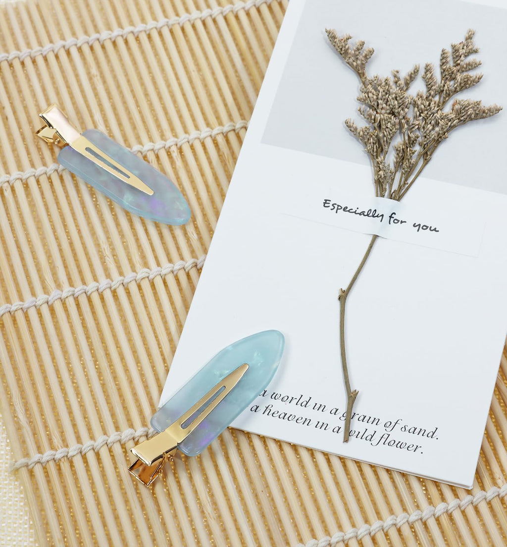 Mini Skater 2.36" Creaseless Hair Clips No Bend Resin Styling Duckbill Hair Barrettes No Crease Flat Clip for Women Hairstyle Bangs Waves Makeup Stylish Hairs Accessories, 2PCS (Blue)