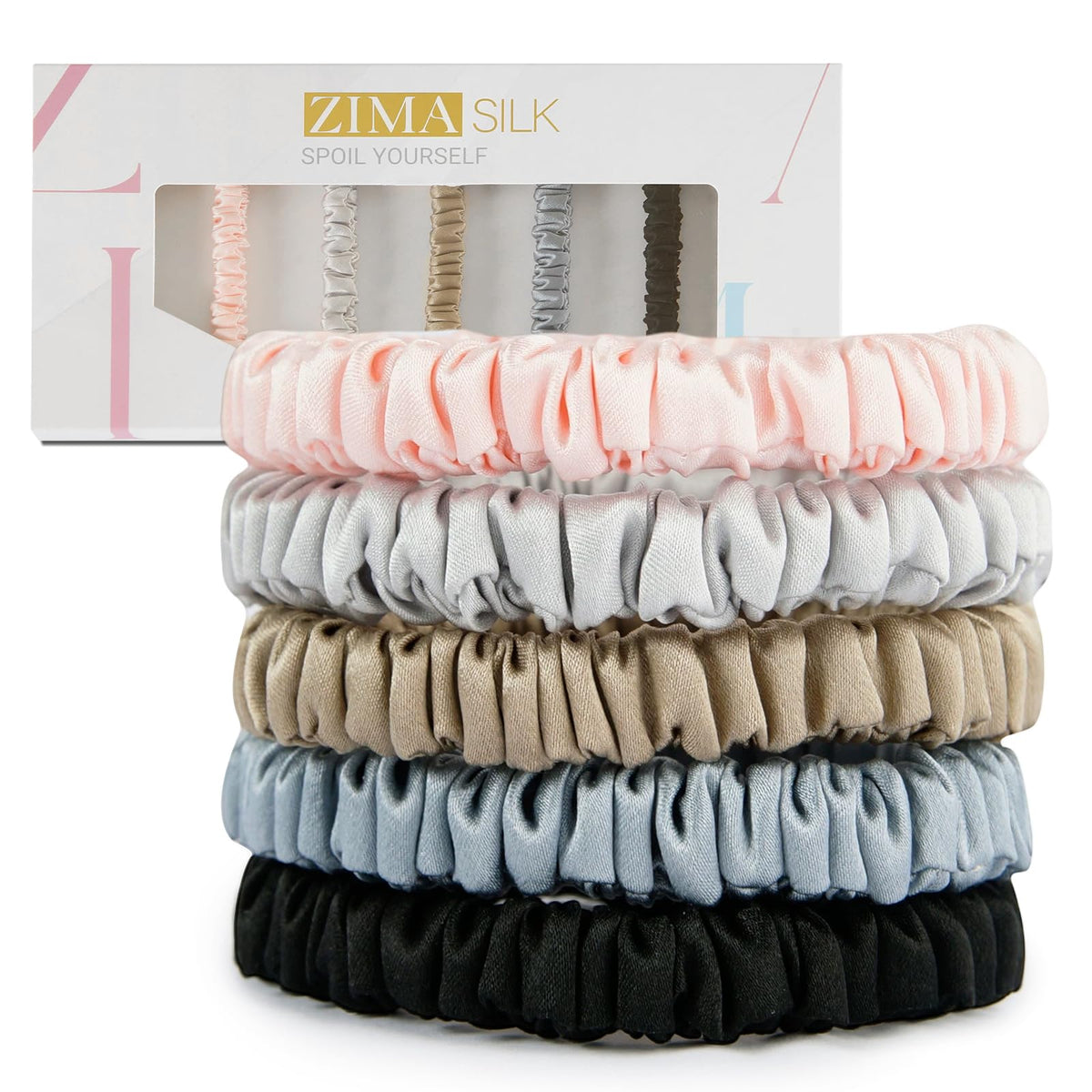 ZIMASILK 100% Pure Mulberry Silk Hair Scrunchies for Women