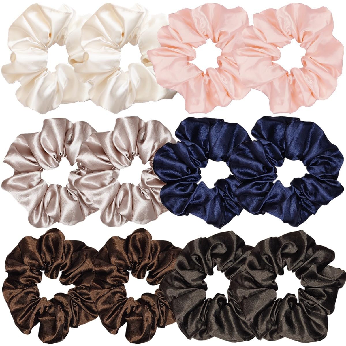 12 Pcs Satin Silk Scrunchies Soft Hair Ties Fashion Hair Bands Hair Bow Ropes Elastic Bracelets Ponytail Holders Hair Accessories for Women Girls (4.5 Inch, Assorted Multi-color)