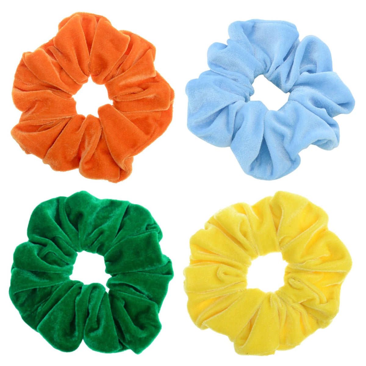 4 Pack Large Velvet Scrunchies for Women, Hair Scrunchies for Thick Long Hair No Damage Hair Ties for Women & Girls (Neutral Color)