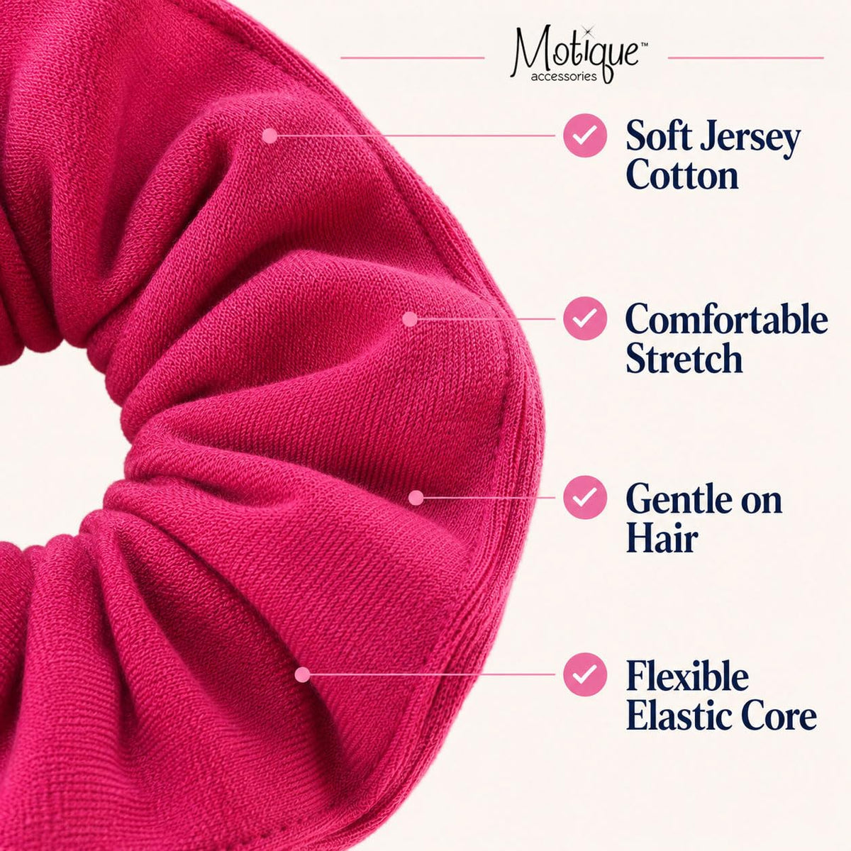 Motique Accessories Large Scrunchies for Women, Pack of 6, Black