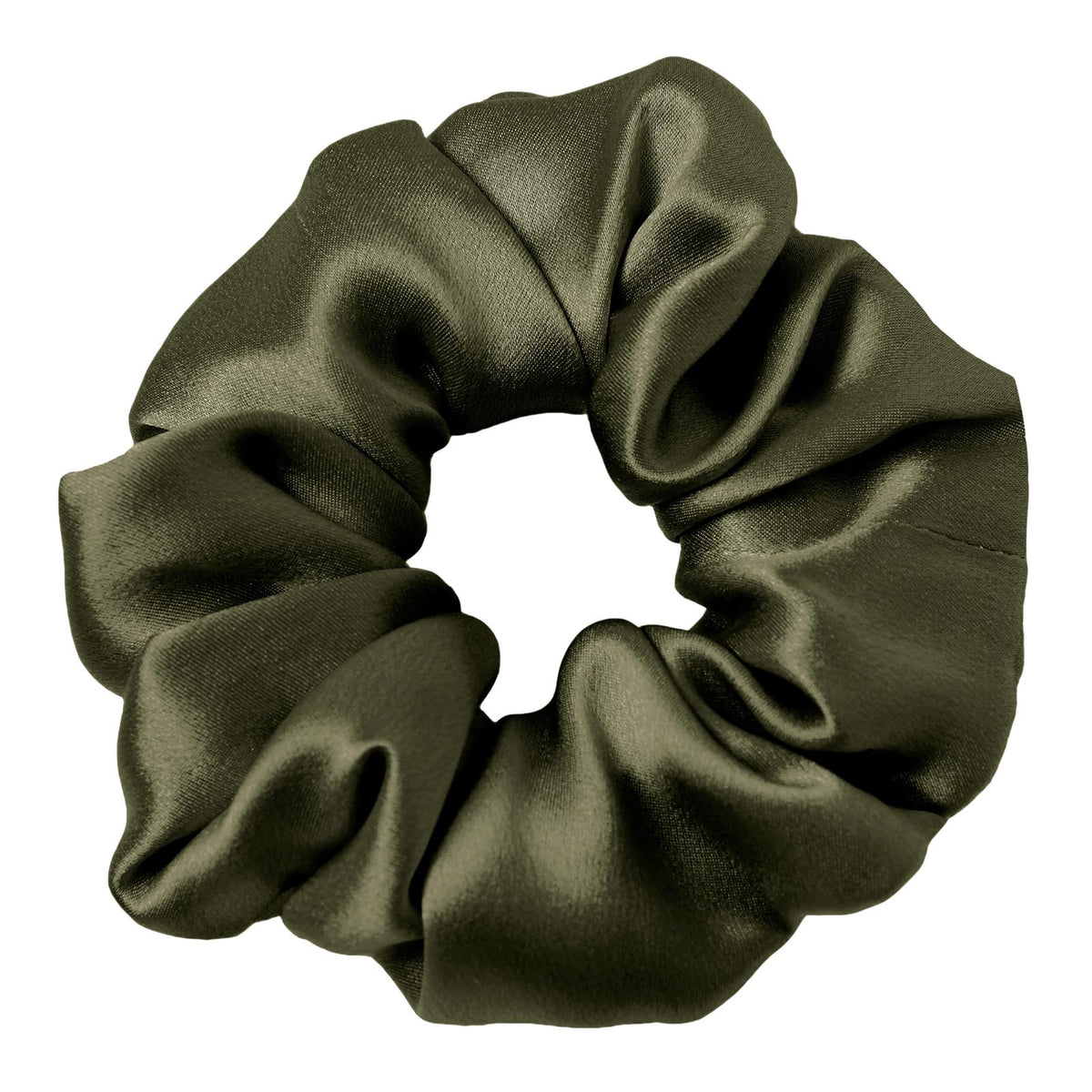 LilySilk Silk Hair Scrunchy, 100% Mulberry Silk Ponytail Holder, Frizz & Breakage Prevention, No Damage, Dark Green, 1 Count