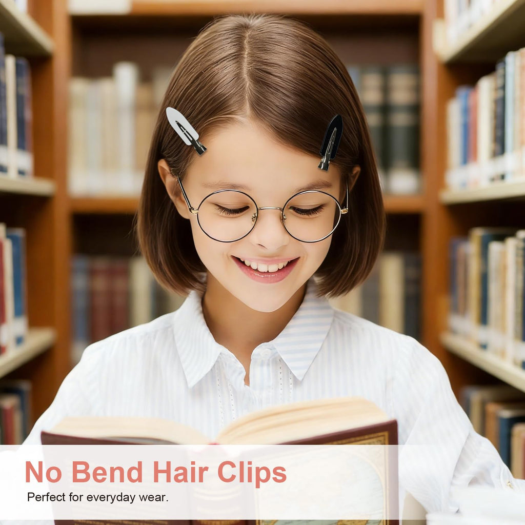 4 Pcs No Bend Creaseles Hair Clips, Flat Hair Clips for Women Hairstyle Bangs Finger Waves Makeup (White)