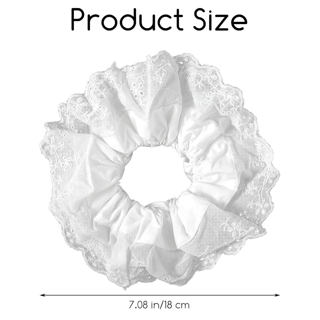Dimeho White Scrunchies for Women Large Lace Scrunchies Elastic Hair Ties No Damage Double Layer Hair Bands (white)