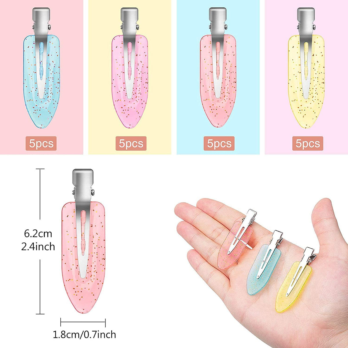 Gingbiss 20 Pcs No Bend Hair Clips, No Crease Flat Barrettes in Storage Box