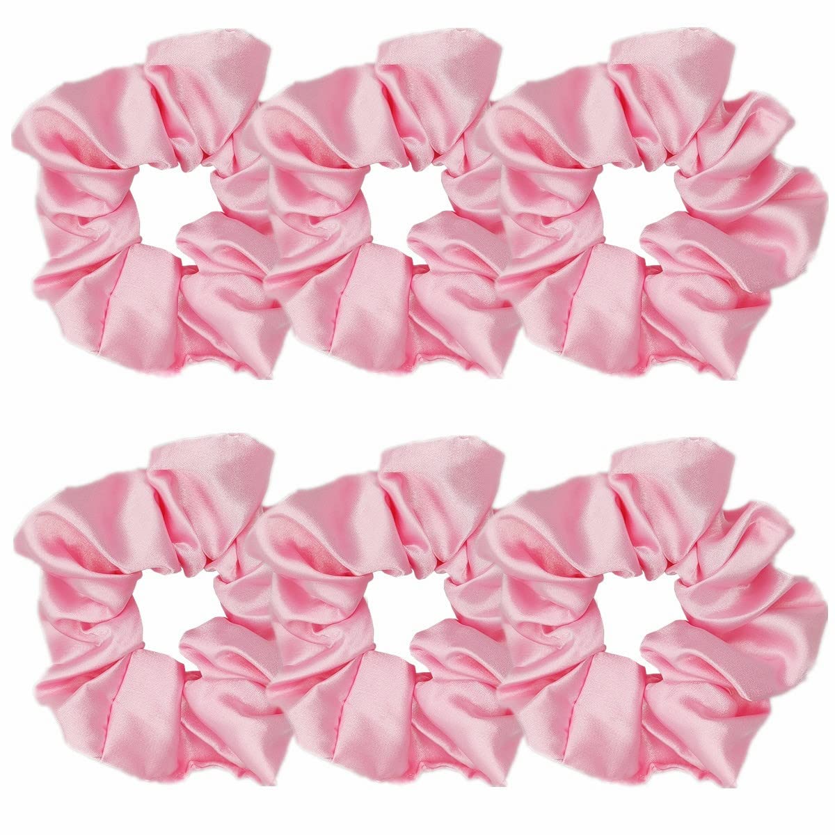 Sufermoe 6 Pcs Satin Silk Hair Scrunchies, 6 Classic Colors, Soft Hair Ties, Fashion Hair Bands, Hair Bow Ropes, Hair Elastic Ponytail Holders for Women and Girls, 4.5 Inch