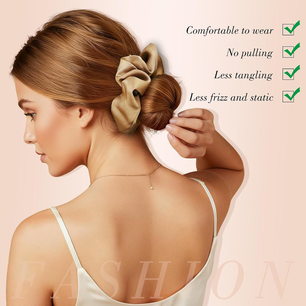 Satin Hair Scrunchies for Women, 8 Pack Satin Hair Ties for Thin Hair