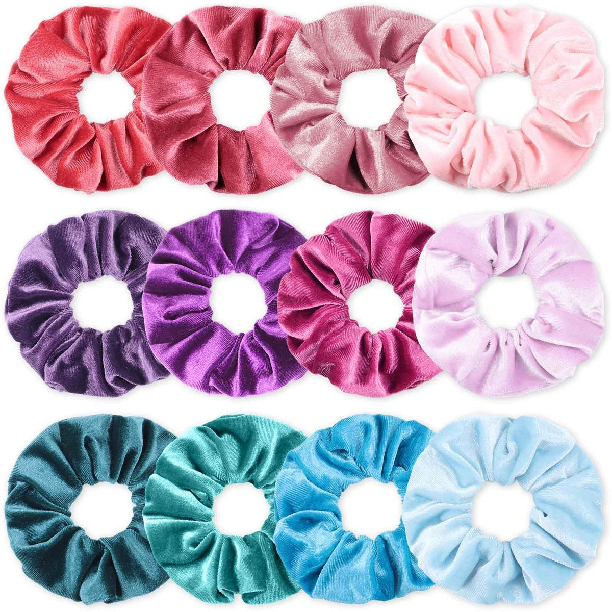 Scrunchies for Women, 12 Pcs Neutral Brown Tones Velvet Scrunchies - Classic Thick Elastic Hair Ties for a Soft Ponytail