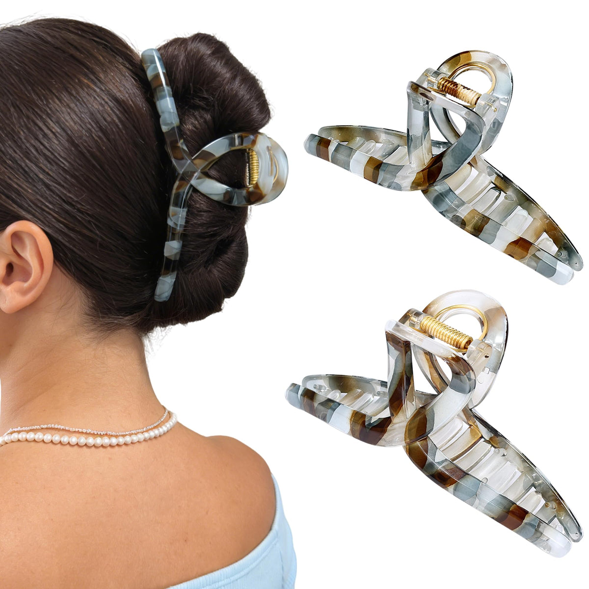 Big Hair Claw Clips - Butterfly Hair Accessories for Women and Girls with Long, Thick Hair - Large 5.1 Jelly Clips, 4 Pcs, Mother's Day Gifts