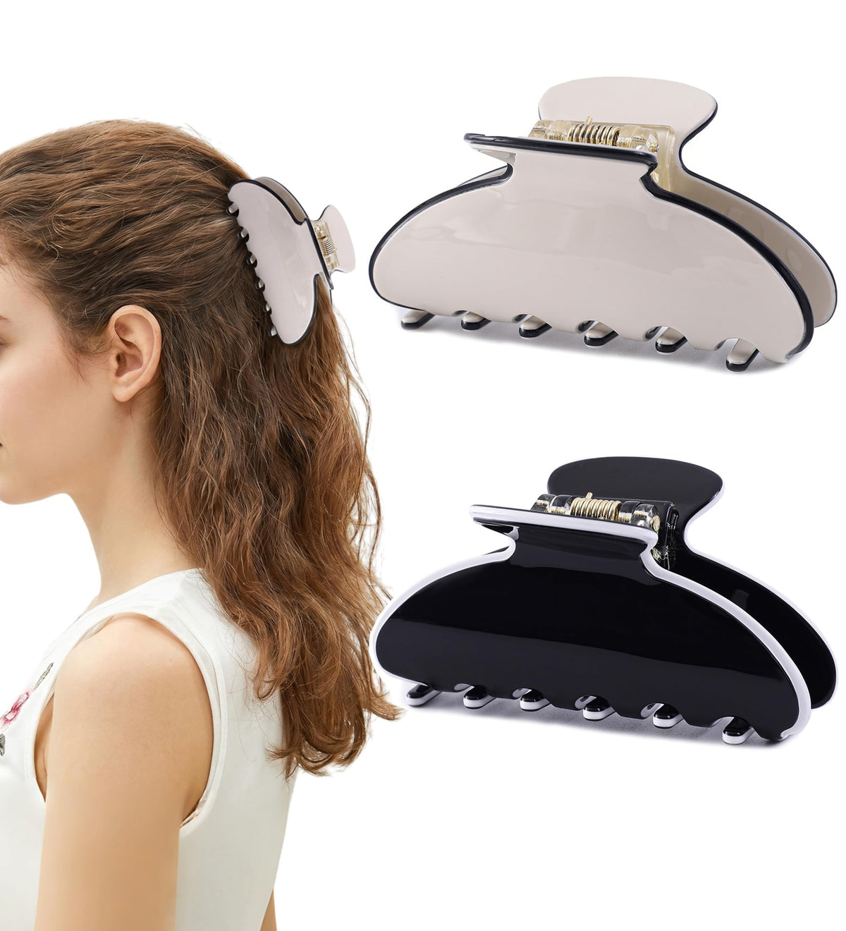 2Pcs Small Medium Hair Claw Clips for Women Tortoise Shell Claw Hair Clips for Thin Fine Medium Thick Hair