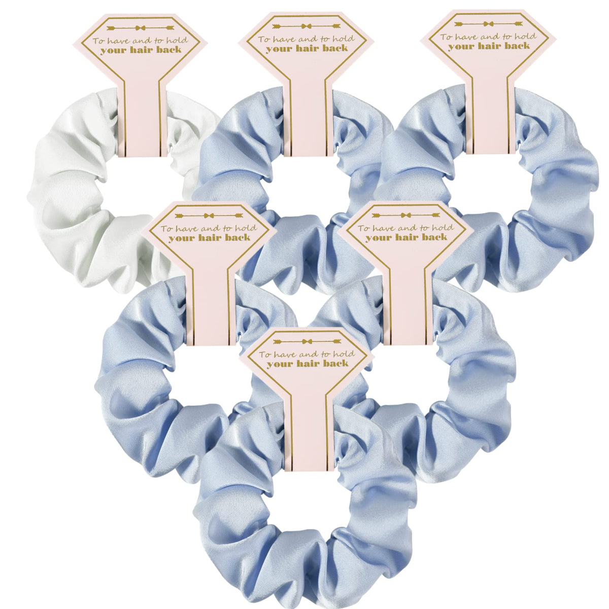 Satin Bridesmaid Scrunchies Bachelorette Hair Ties Set of 6 Bridal Shower No Damage Hairties ideas Gift for Wedding Party Favors Bridesmaid Proposal Gifts (Dusty Blue)