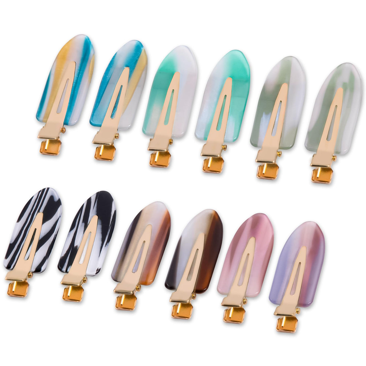 No Crease Creaseless No Bend Hair Clips For Styling Non Slip Flat Clips For Makeup Hair Accessories For Women,White Gold Color,12 PCS