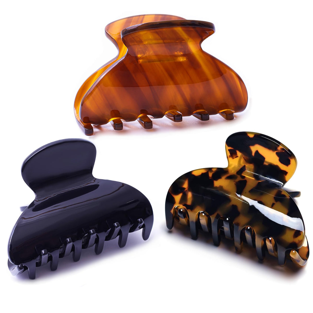 Medium Claw Hair Clips for Women Girls Tortoise Hair Jaw Clips Celluloid Hair Claw Clamps Leopard Print Hair Clasp 3 Pack