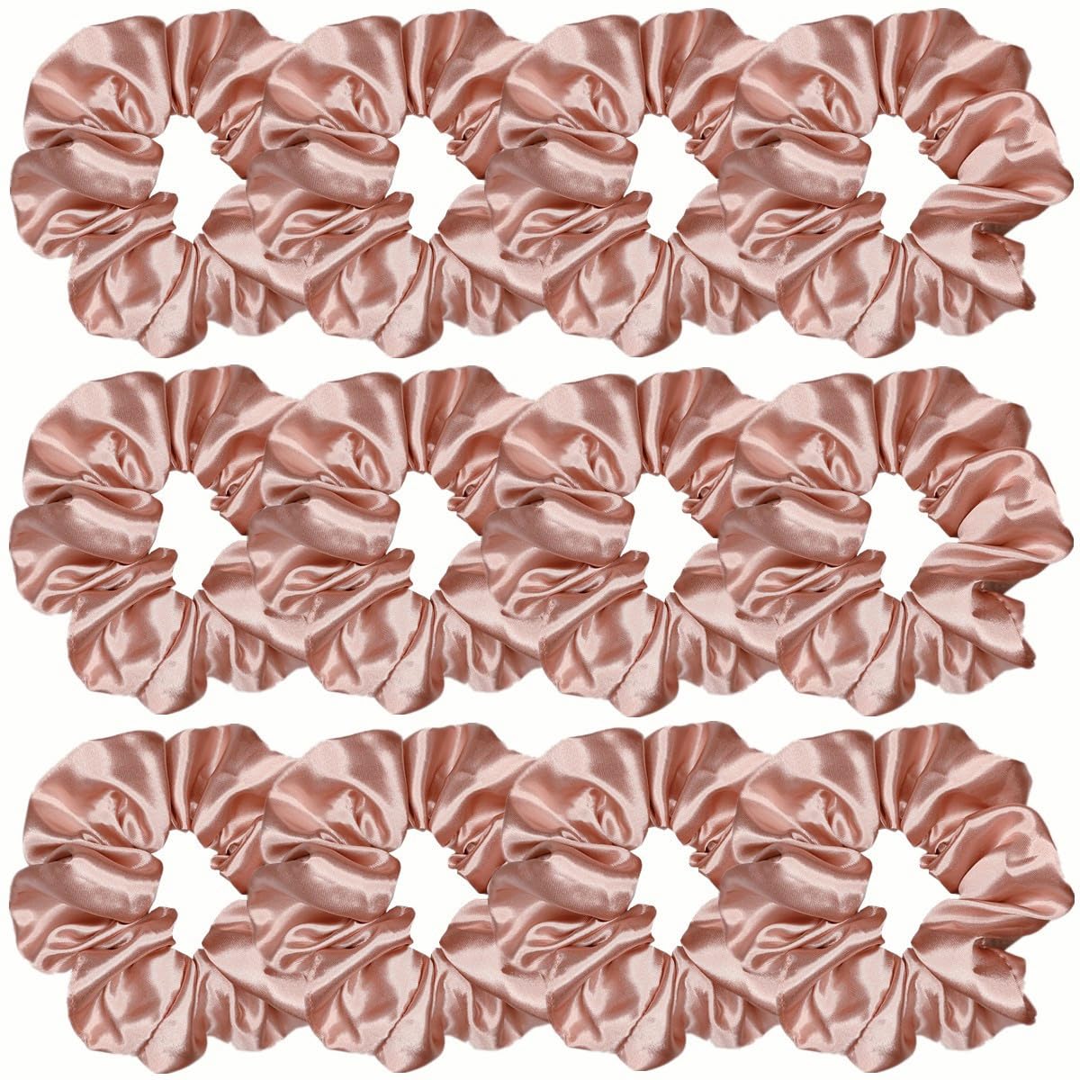 12 Pcs Satin Silk Scrunchies Soft Hair Ties Fashion Hair Bands Hair Bow Ropes Elastic Bracelets Ponytail Holders Hair Accessories for Women Girls (4.5 Inch, Assorted Multi-color)