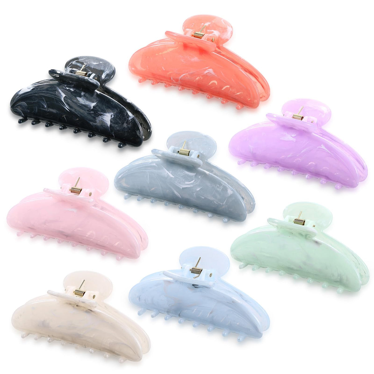 8 Pcs Large Acrylic Hair Claw Clips,Ink Painting,Dusk Color