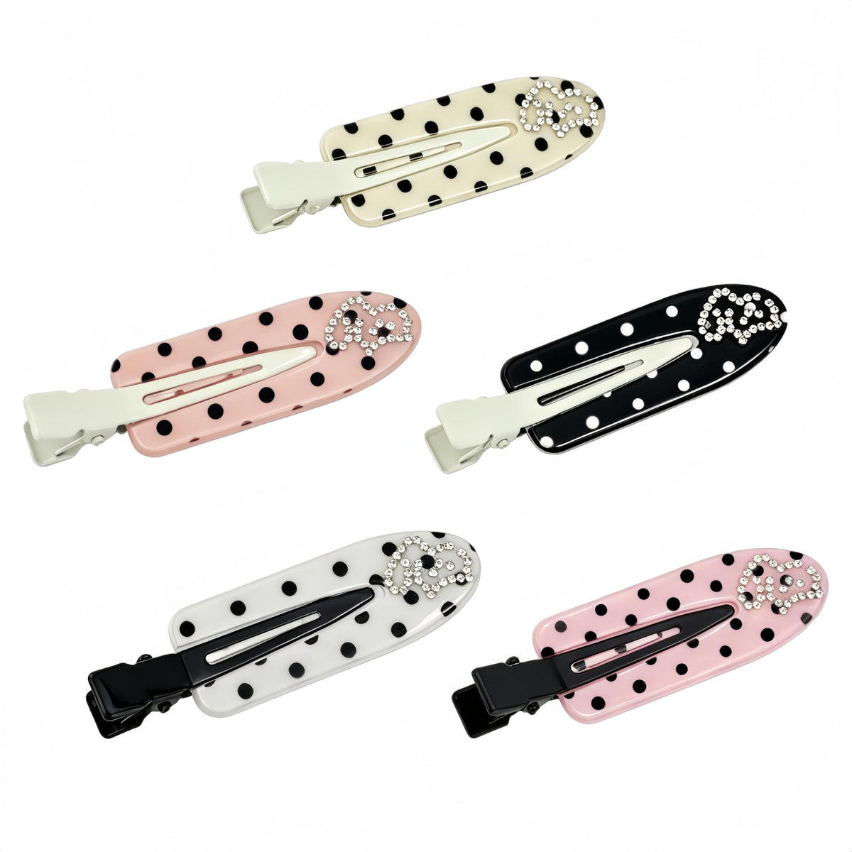 Polka Dot Hair Clips Classic Retro Alligator Accessories for Women Black White Red No Bend Creaseless Hair Styling Makeup Face Washing Workout Bangs