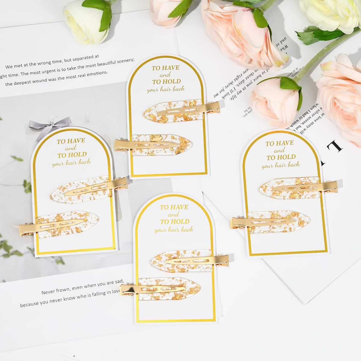 8PCS No Bend Hair Clips Bridesmaid No Crease Hair Clips Gold Glitter Makeup Creaseless HairClips Styling Hair accessories for Bride Women Girls