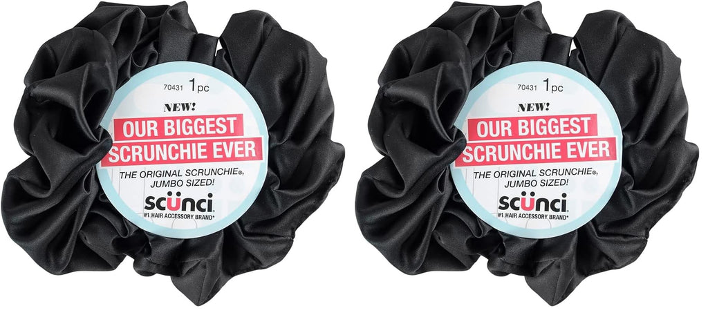 Scunci by Conair The Original Scrunchie hair accessories - hair accessories for women - hair ties - trendy hair accessories - Jumbo Size in Washable White Nylon Silk- 1 Count