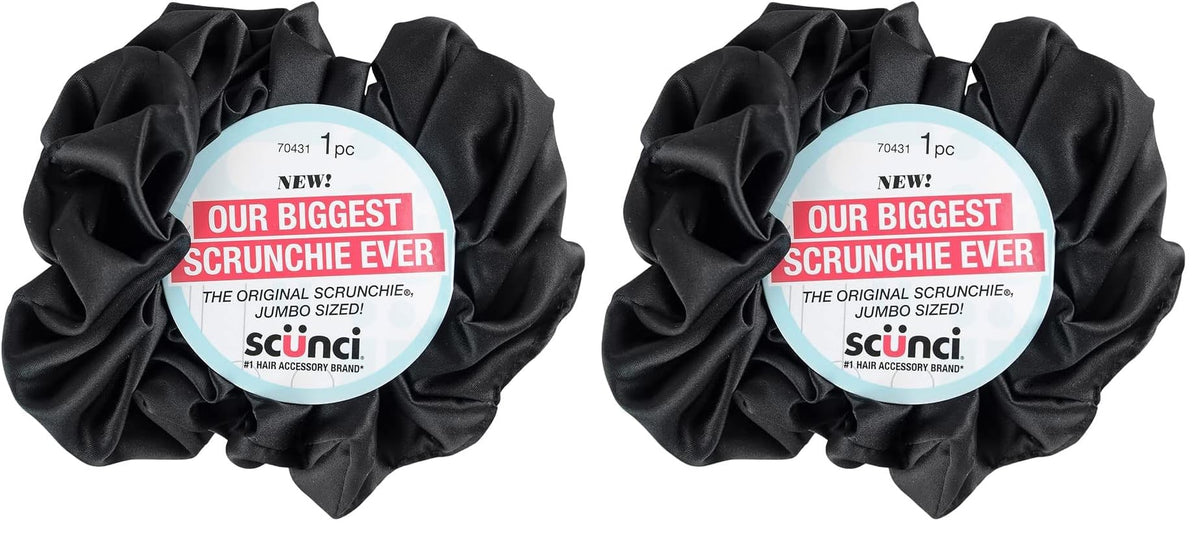 Scunci by Conair The Original Scrunchie hair accessories - hair accessories for women - hair ties - trendy hair accessories - Jumbo Size in Washable White Nylon Silk- 1 Count