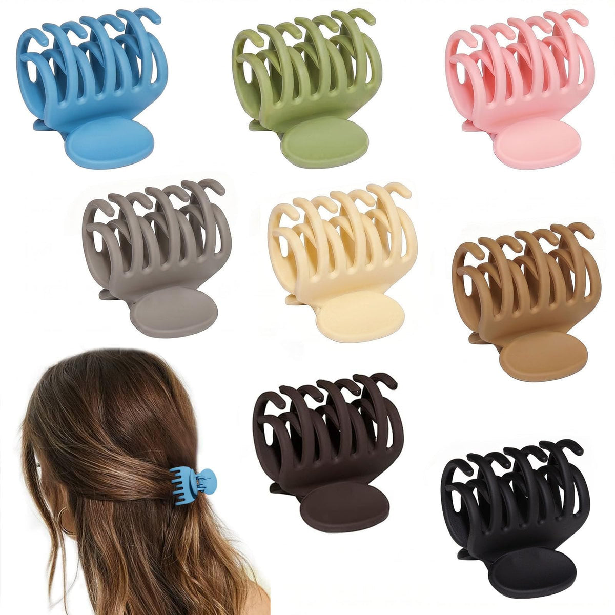 1.6" Matte Small Double Row Teeth Hair Clips for Women Hair Claw Clips