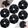 Waydress Black Big Scrunchies Oversized Elastic Silk Hair Ties 6 Pcs