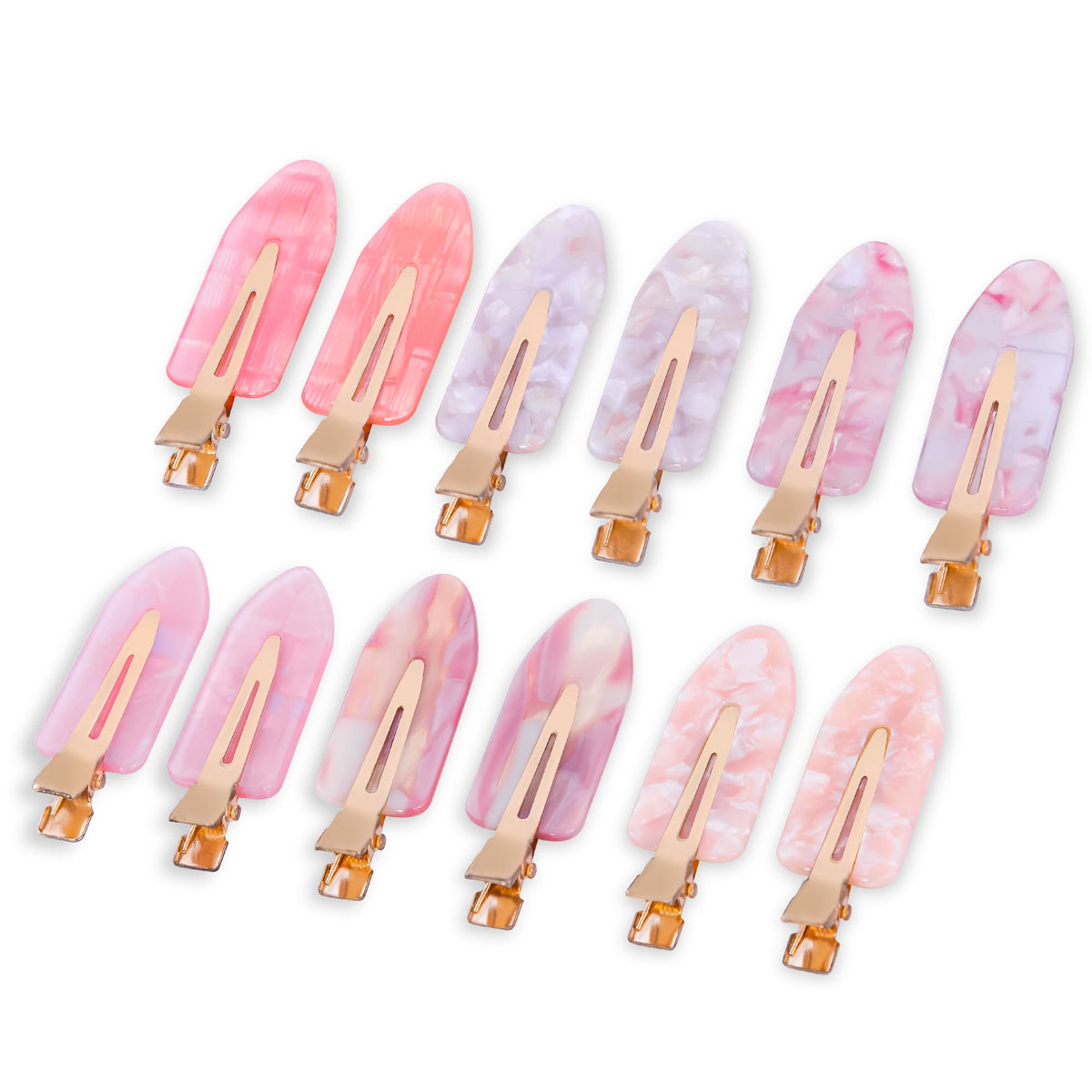 No Crease Creaseless No Bend Hair Clips For Styling Non Slip Flat Clips For Makeup Hair Accessories For Women,White Gold Color,12 PCS